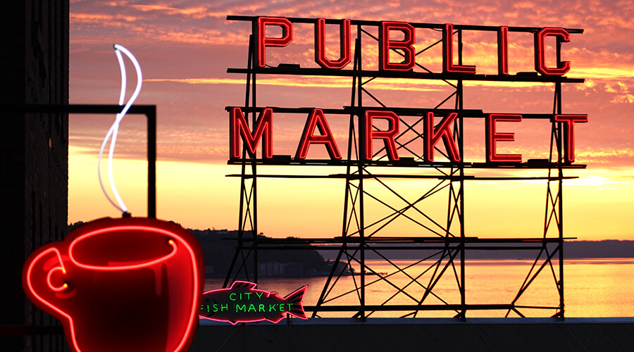  Pike Market sign in Seattle