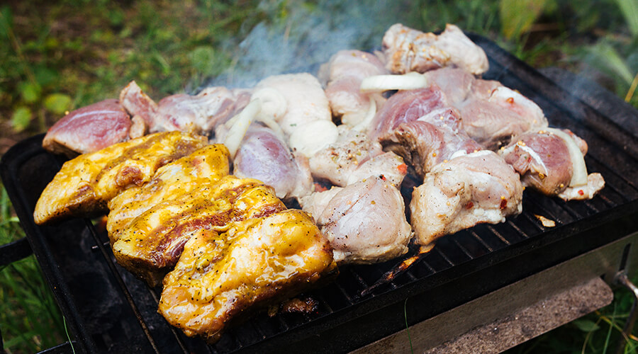 chicken cooking on bbq
