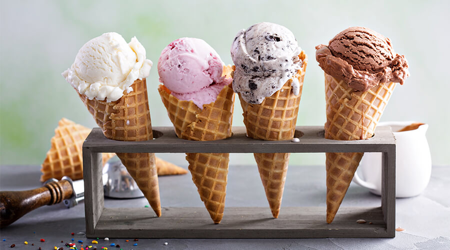 ice-cream cones in row