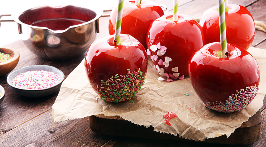 candy apples with sweets