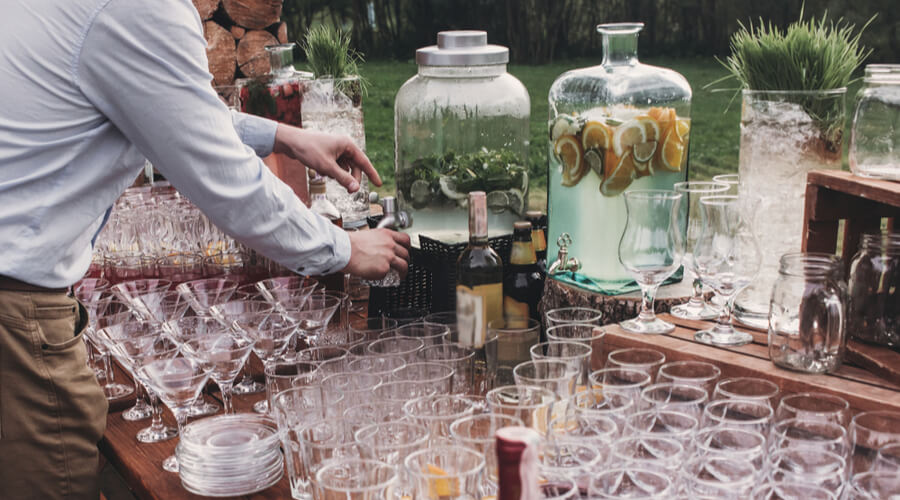 drinks bar in garden